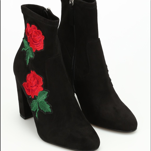 black boots with roses
